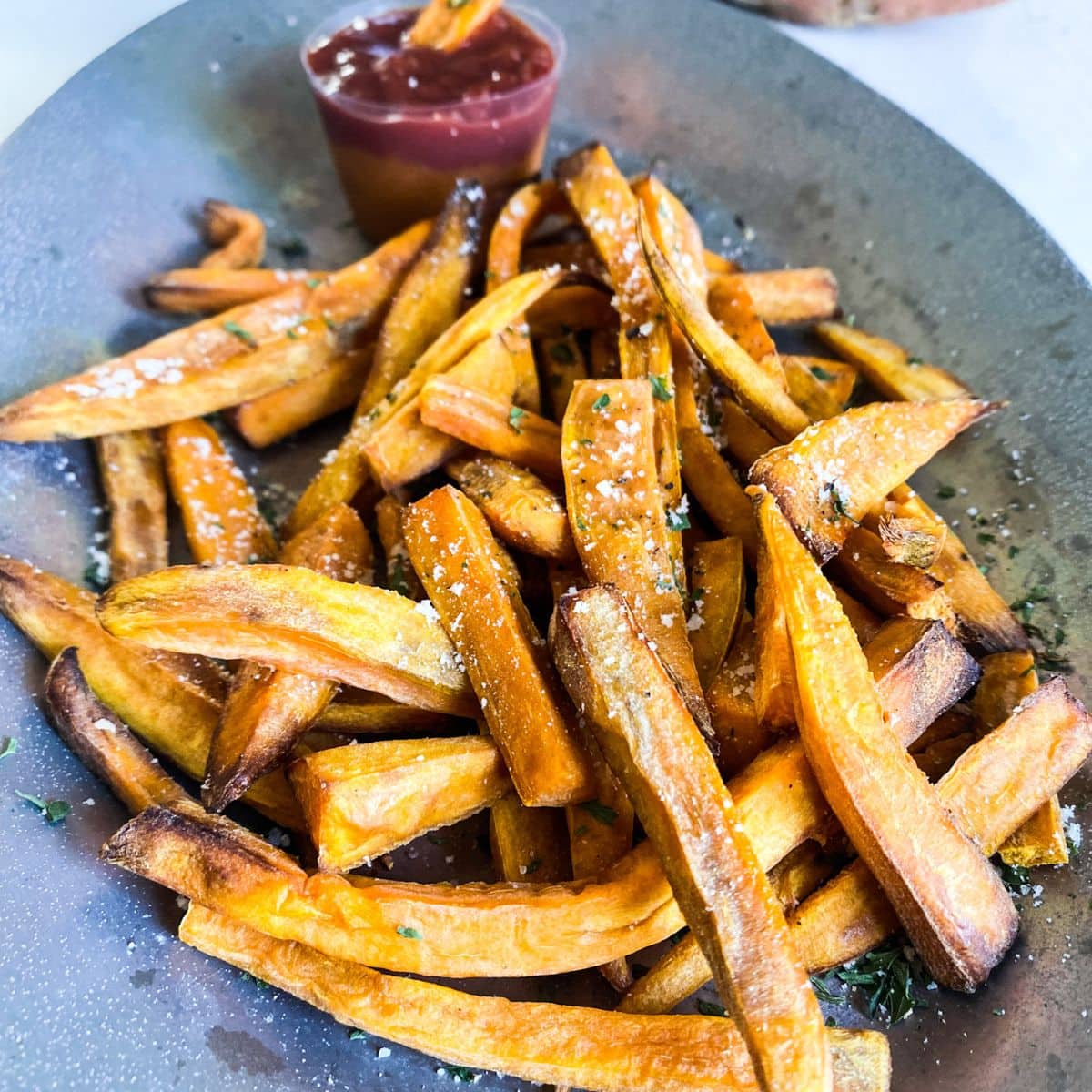 plated sweet potato fries